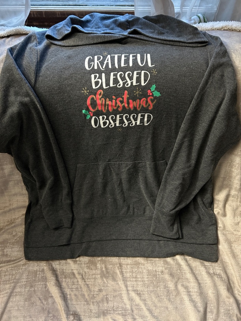 Holiday Time Dark Gray Pullover Hoodie with White Logo